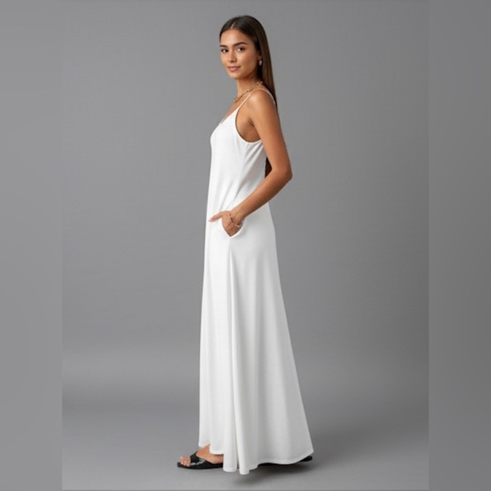 Cami Maxi Flared Tee Dress White - Picture 2 of 5
